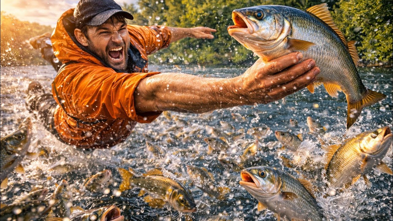 Fishing Techniques: How to trap stream fish and Traditional fish with Net catch a last half fish;