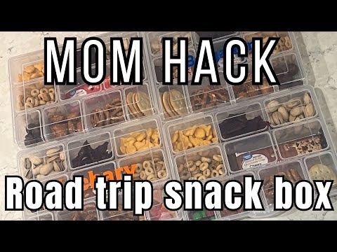 Mom Hack! Kid snack box for road trips. #snacksforkids 