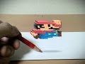 【トリックアート】マリオ描いてみた【色鉛筆画】 How to draw realistic 8bit Mario