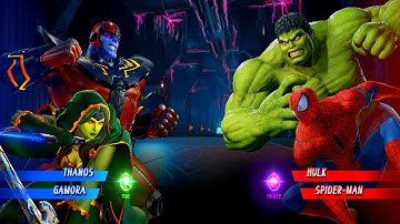 Thanos & Gamora Vs Hulk & SpiderMan (Very Hard)AI Marvel vs Capcom Infinite