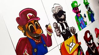 Drawing MARIO'S MADNESS FULL WEEK - Friday Night Funkin' (FNF MOD) (MARIO 85' / MX / Mario.EXE)