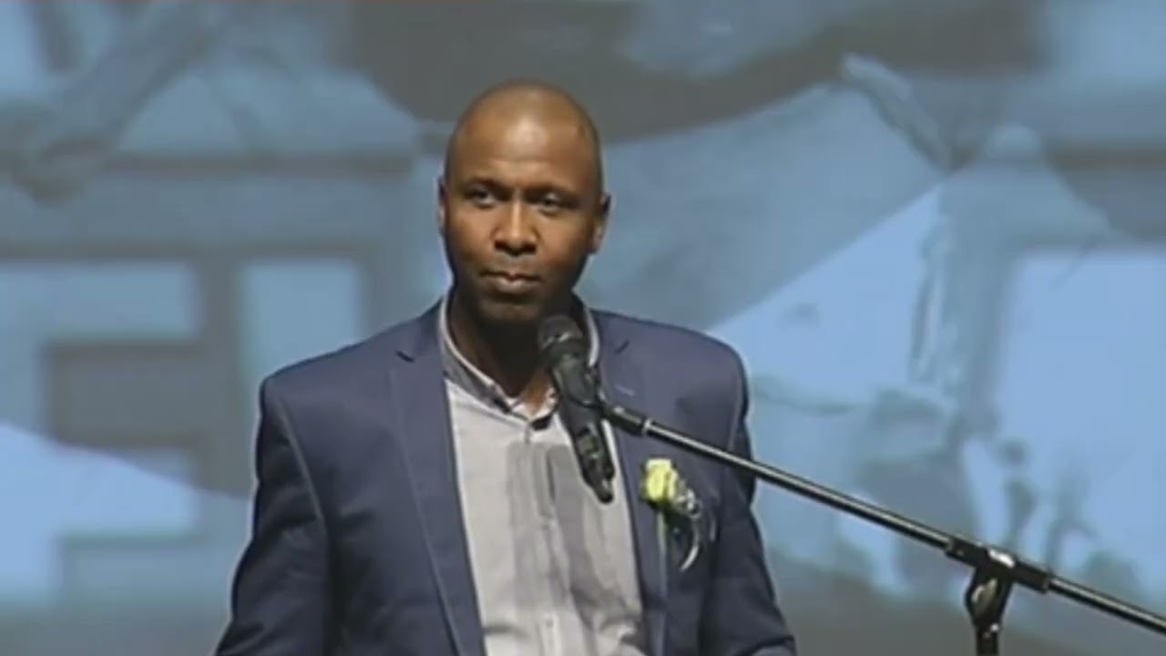 Lucas Radebe at the Memorial service of John 