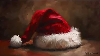 Santa’s Hat Screensaver, Cozy Christmas Painting, Festive Holiday Tv Art