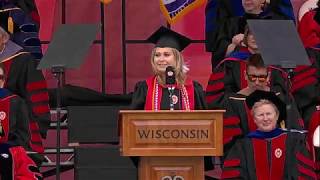 Senior class President Ariela Rivkin speaks at UW-Madison's 2018 Spring Commencement