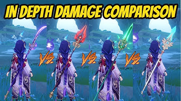 Engulfing Lightning vs Homa vs Skyward Spine vs Jade spear Damage Comparison [Genshin Impact]