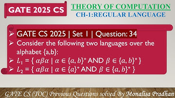 GATE CS 2025 | Set 1 | Question: 34 Consider the following two languages over the alphabet {a,b}:𝐿1