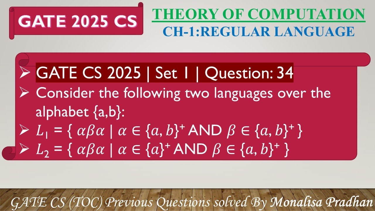 GATE CS 2025 | Set 1 | Question: 34 Consider the following two languages over the alphabet {a,b}:𝐿1