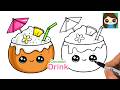 How to Draw a Tropical Coconut Drink 🌴