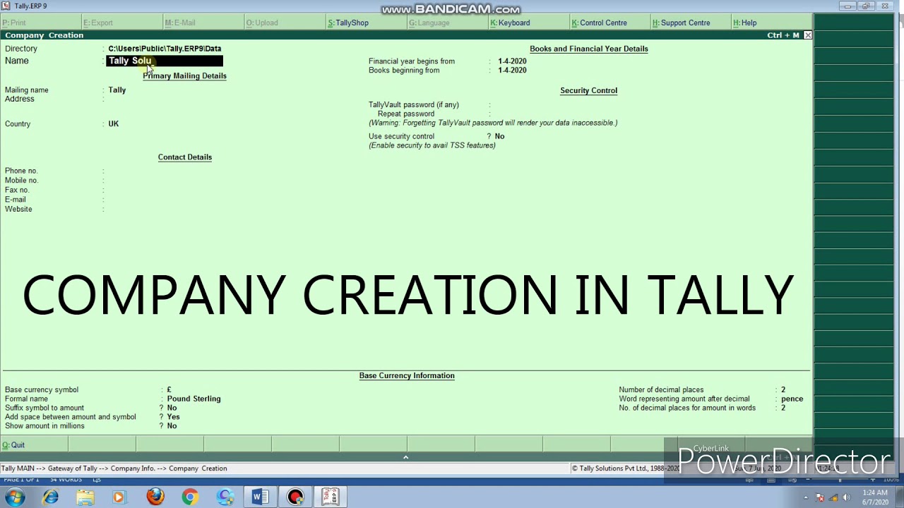 COMPANY CREATION IN TALLY ERP 9 YouTube COMPANY CREATION IN TALLY ERP 9 YouTube