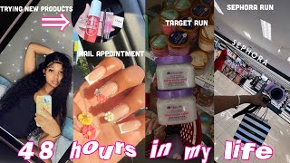 48 hours in my life| nail appointment, target run, ulta & sephora run + trying new products ✨💕