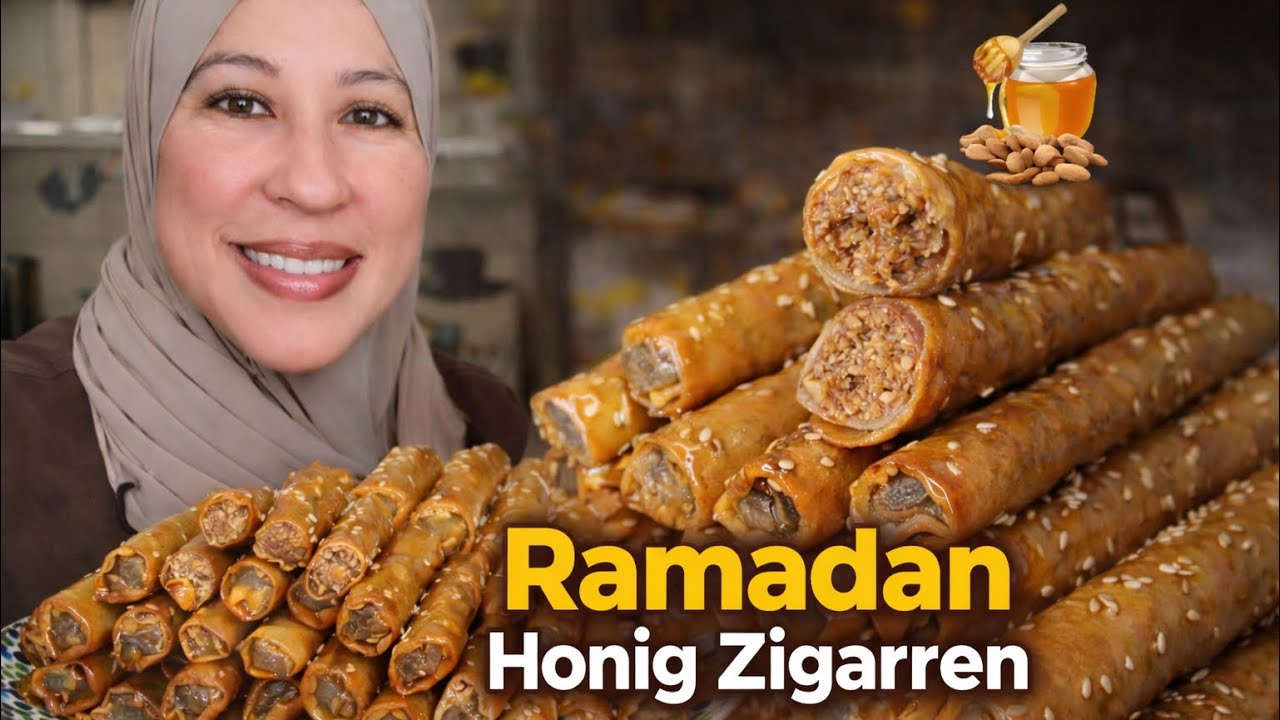 Ramadan Honig-Zigarren 🍯 Knuspriges marokkanisches Süßgebäck | سيكار رمضان المقرمش