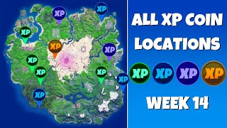 All 10 XP Coins Locations in Fortnite Season 5 Chapter 2 Week 14 Green Blue Purp