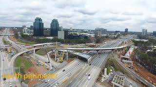 Fly over footage of the I-285/SR 400 Interchange