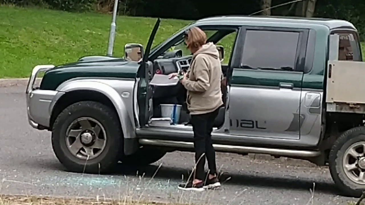 Illegal fly tippers dumping smashed car window