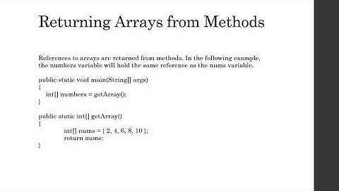 Returning Arrays from Methods