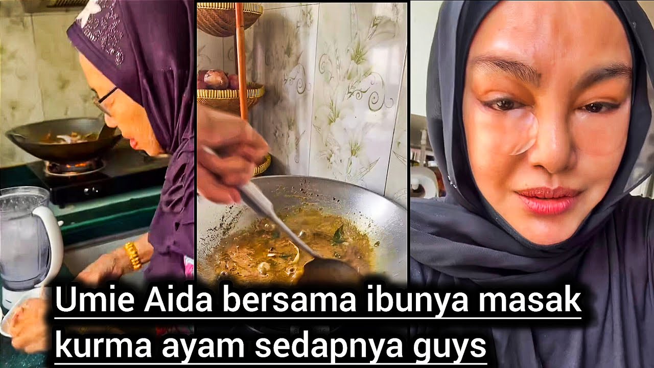 Datin seri Umie Aida bersama ibu nya live masak ayam masak kurma jomuonton guys sedap nya