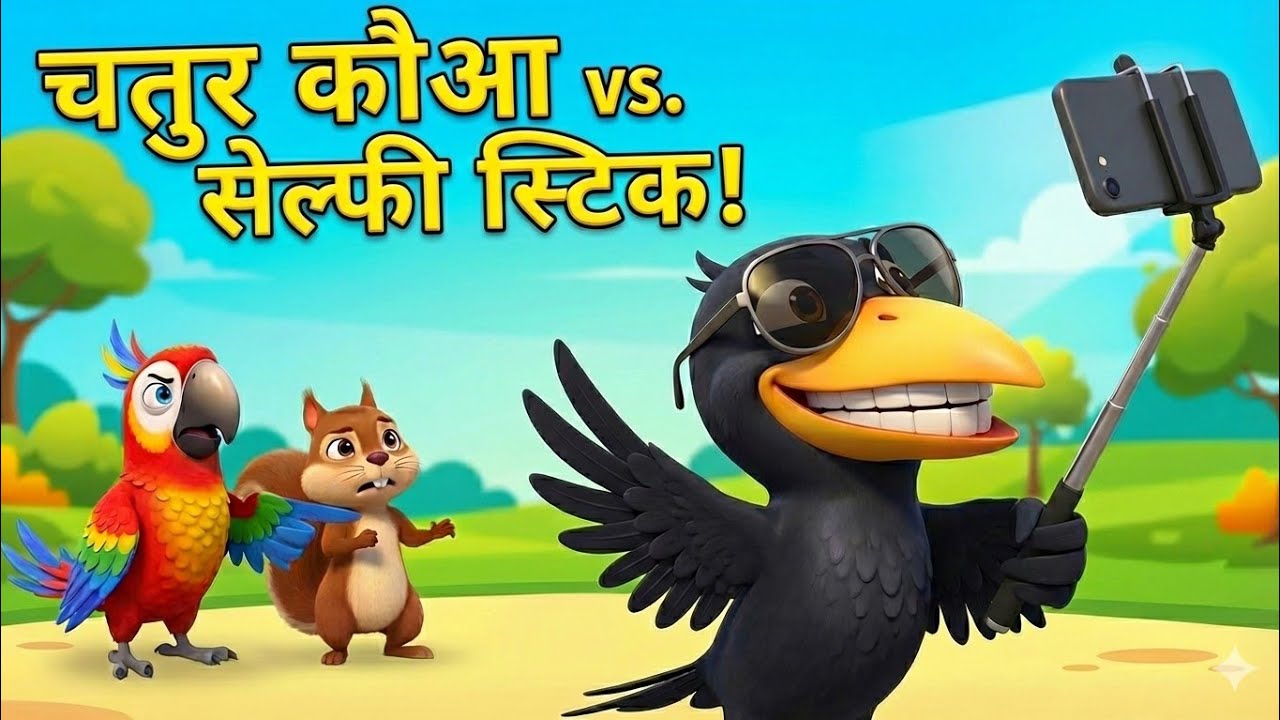 चालाक कौवा बना सेल्फी स्टार | Hindi moral story for kids | kids stories in hindi