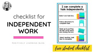 Independent Work: Free Student Checklist!