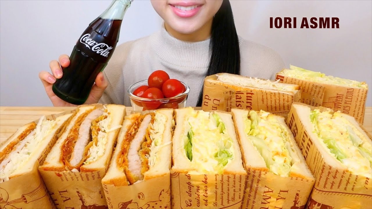 【ASMR / 咀嚼音】カツサンド たまごサンドCutlet Sandwich 커틀릿 샌드 【Eating Sounds】