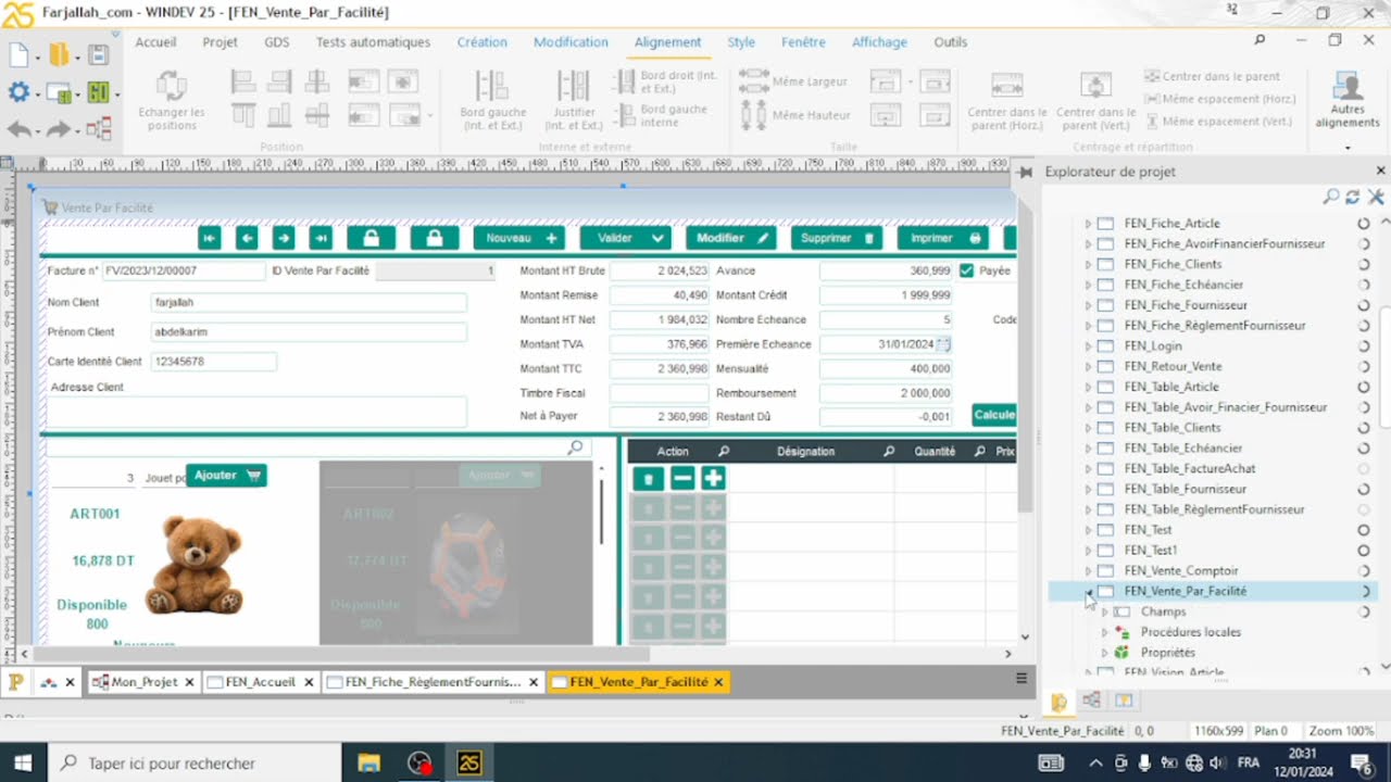 WinDev: gestion de stock, partie 28/2 règlements fournisseur par facilité