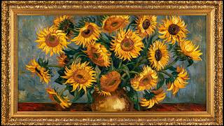 Van Gogh Style Sunflowers | Oil Painting in Gold Frame | 1 Hour TV Art Screensaver | Frame TV Art screenshot 4