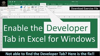 Session143 - How to Enable the Developer Tab in Excel for Windows screenshot 1