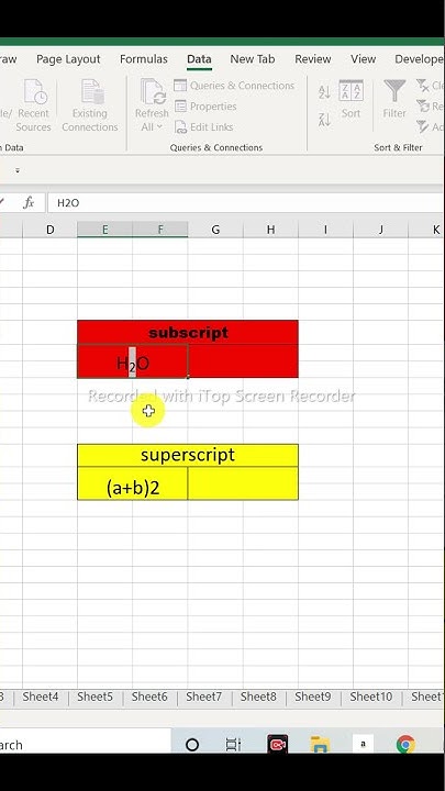 how to use subscript and superscript in excel sheet - YouTube