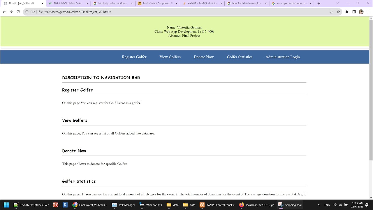 Web App Development Project Demo by Victoria Getman - YouTube