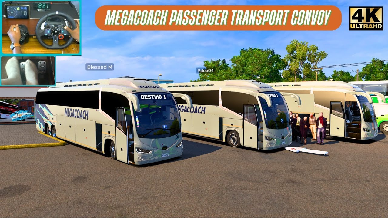 Mega Coaches Passenger Transport Convoy | Delivering People Across Cities | ETS 2 (G29 Gameplay)
