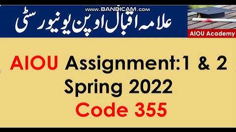 AIOU Code 355-1 & 2 Solved Assignments Spring 2022