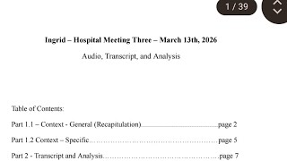 Ingrid - Hospital Meeting Three - March 13th, 2026 - Audio, Transcript, and Analysis