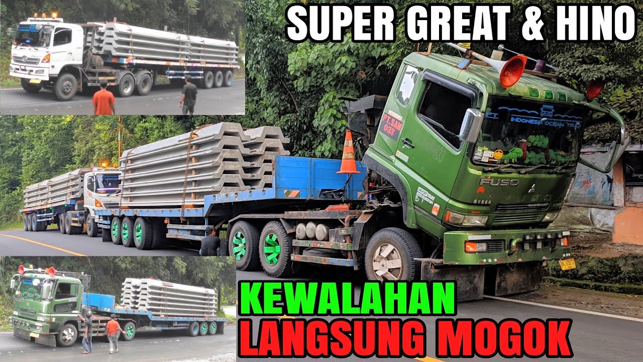 Habis Susah Payah Nanjak Langsung Mogok!! Duet Trailer Fuso Super Great & Hino Kewalahan Ditanjakan