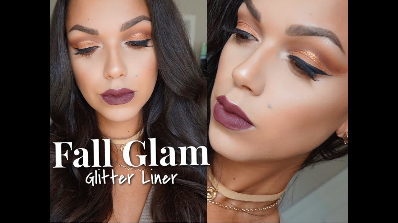 Go To Fall Glam Makeup | Glitter Liner | 2016 - YouTube
