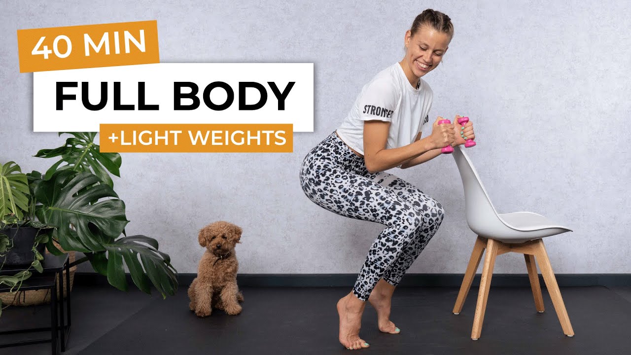 40 MIN FULL BODY WORKOUT | Standing Barre Workout with Light Weights ...