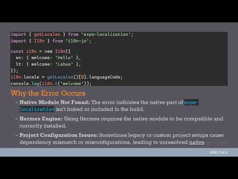 Fixing Cannot find native module 'ExpoLocalization' Error in Expo React Native with Hermes
