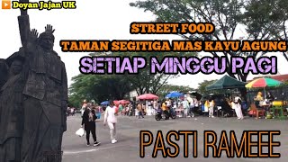 Street food ditaman segitiga mas kayuagung setiap Minggu pagi selalu rame