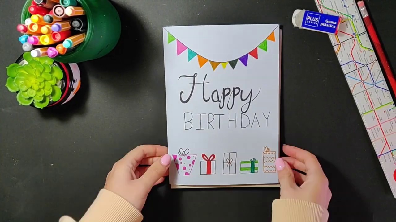 Colourful and Easy Handmade Birthday Card - YouTube