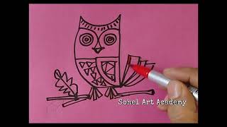 How to draw decorative WOL by water color pen StepByStep