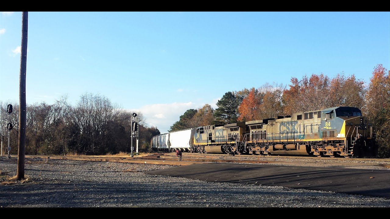 CSX Local Train F792 With CSX Leader 84 At Monroe NC On The CSX Charlotte Subdivision.