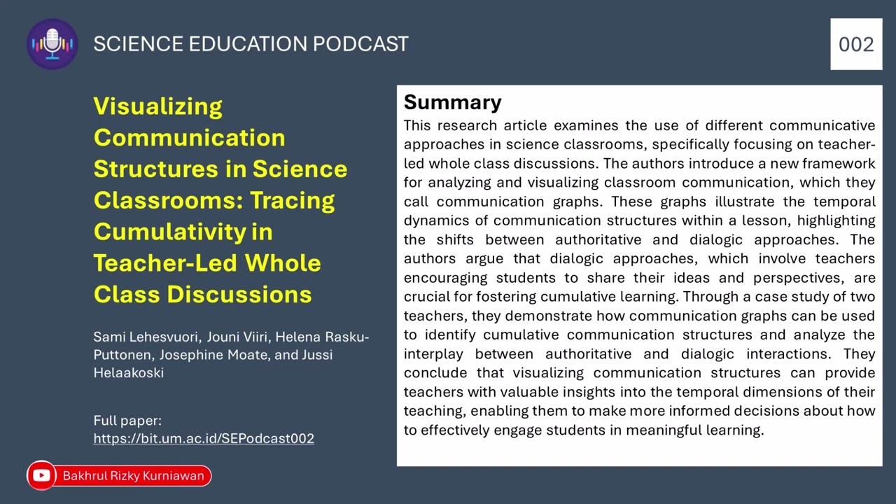 Science Education Podcast 002: Visualizing Communication Structures in Science Classrooms