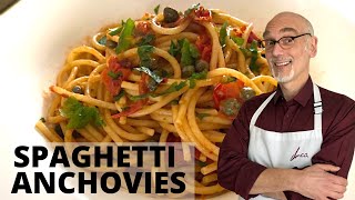 SPAGHETTI with ANCHOVY FILLETS, CHERRY TOMATOES and CAPERS - Ready in 10 minutes [ENG]