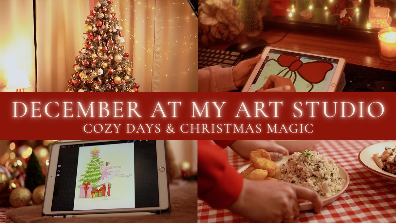 A Cozy December Art Vlog | Christmas Studio, Illustration & Festive Days 🎄
