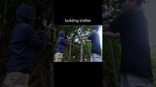 build shelter bushcraft asmr campingrain shelter