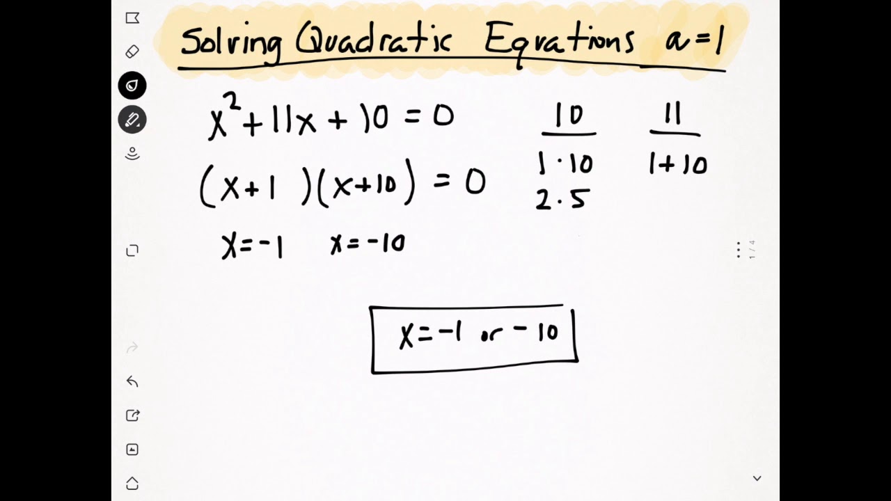 solving quadratic equations by factoring