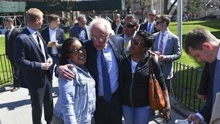 Bernie Sanders makes a stop at a public housing complex in Brooklyn.NY. April 17, 2016.