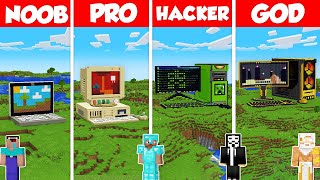 GAMING COMPUTER BASE BUILD CHALLENGE - Minecraft Battle: NOOB vs PRO vs HACKER vs GOD / Animation