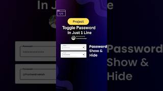 Toggle Password in just ONE line of JavaScript #html #javascript #webdev #webdevelopment #coding