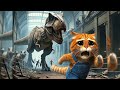 Cat was chased by the dinosaur   cat