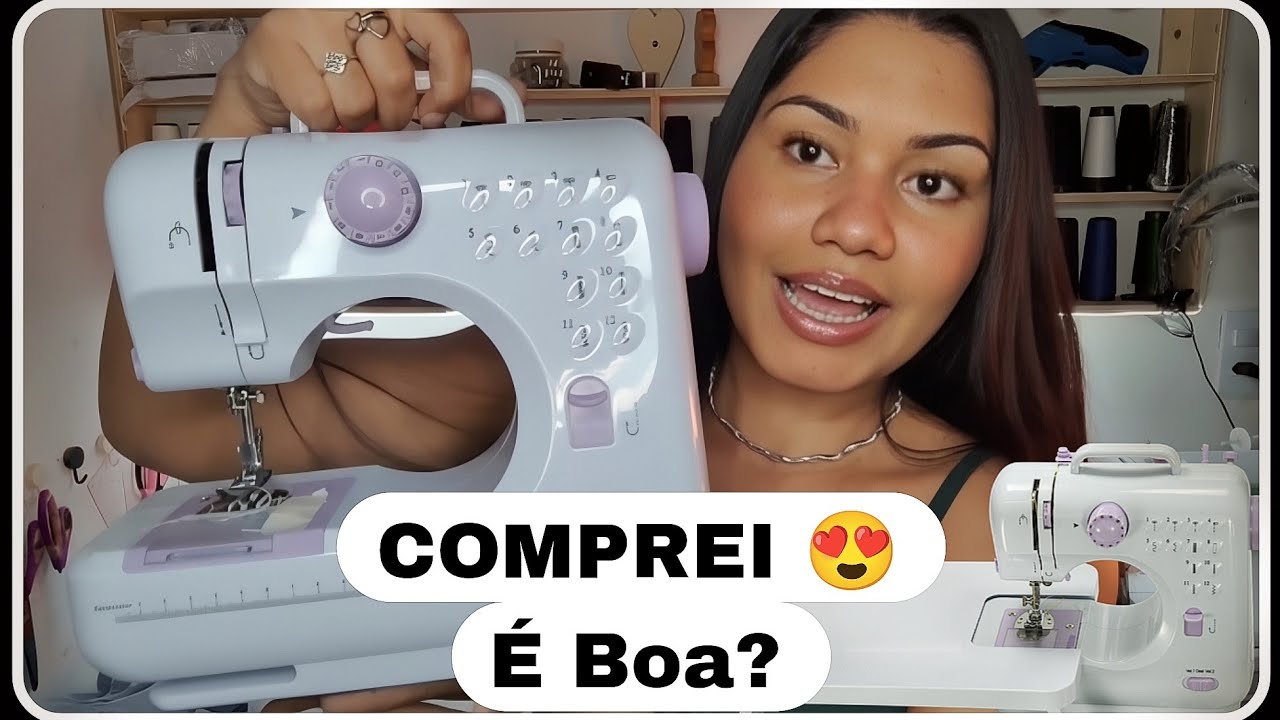 MINI MAQUINA DE COSTURA DA SHOPEE vale a pena, é boa. Unboxing e mini resenha.