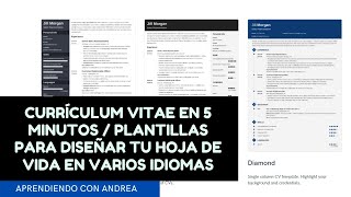 CURRÍCULUM VITAE EN 5 MINUTOS / PLANTILLAS PARA DISEÑAR TU HOJA DE VIDA EN VARIOS IDIOMAS screenshot 5